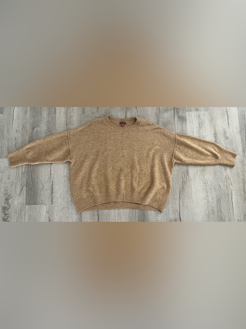 Vince Camuto Camel Crewneck Sweater with Center Seam
